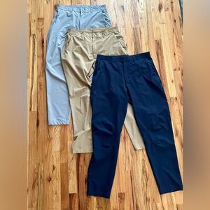 Three pairs of Fabletics Only Pants 33 X 32 Blue Gray Khaki